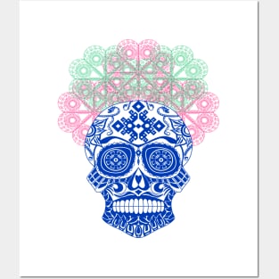 blue catrina calavera ecopop Posters and Art